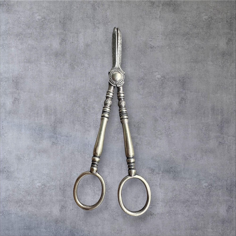 Antique EPNS England Silver Plated Floral Grape Scissors Shears Vintage Barware